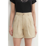 Levi&#039;s pantaloni scurti femei, culoarea bej, neted, high waist