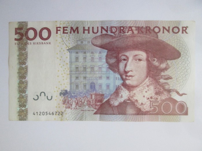 Rara! Suedia 500 Kronor 2001 in stare f.buna,sub pretul de achizitie,la un pret mai mic cu 85%/55% decat celelalte bancnote identice de pe site!!!