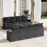 VidaXL Set Canapele Grădină 9 pcs Negru mare Ratan poli, Metal