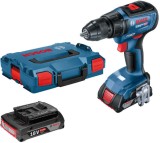 Bosch GSR 18V-50 Masina de gaurit si insurubat cu acumulator, 18V + 2 x Acumulatori GBA 18V 2.0Ah + Incarcator GAL 18V-20 Professional + L-Case ProAdv
