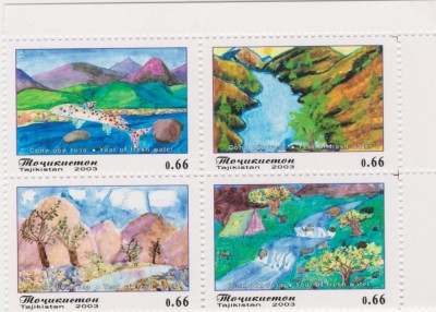 TADJIKISTAN 2003 Anul International al apei potabile Serie 4 timbre in Mi.290-93 foto