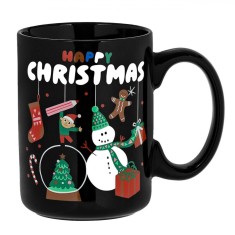 Cana Crăciun, New Bone, Ornamente, Capacitate 400ml, Negru