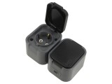 Conector alimentare AC 2P+PE 250VAC 16A gri pentru perete