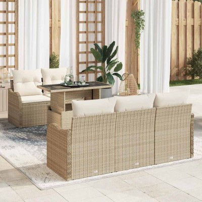 vidaXL Set de canapele pentru grădină 6 pcs Bej 100 x 55 x 73 cm 3357114 foto