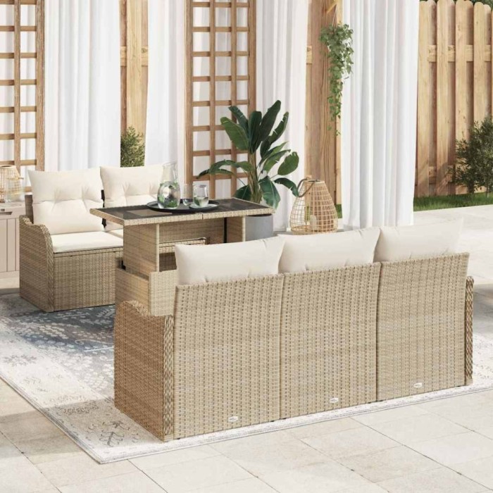 vidaXL Set de canapele pentru grădină 6 pcs Bej 100 x 55 x 73 cm 3357114