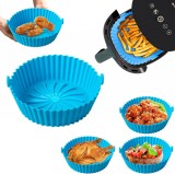 Cos pentru friteuza cu aer May Huang, silicon, albastru, 20 cm
