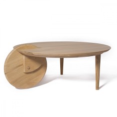 Masuta rotunda cafea RABA din lemn masiv de stejar O90x30 cm culoare natur