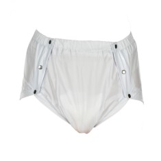Chilot incontinenta nivel 4/5, Suprima, Unisex, PVC, Alb, capse frontale pozitionate oblic, Mar L