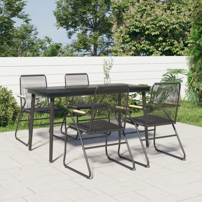 vidaXL Set mobilier de grădină, 5 piese, negru, ratan PVC 3099217
