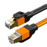 Cumpara ieftin Cablu ethernet CAT7, lungime 2m, nylon, metal, negru, portocaliu