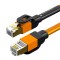 Cablu ethernet CAT7, lungime 2m, nylon, metal, negru, portocaliu