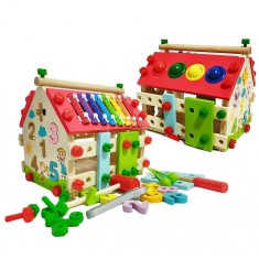 Casuta multifunctionala din lemn cu 4 in 1, 7Toys