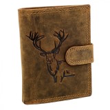 Portofel Vertical Barbati din Piele Naturala, Compatibil cu Buletin, Hunter Gold Edition, 10x12x 2,5 cm