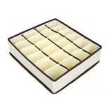 Cutie De Depozitare, Pentru Lenjerie, Sosete Si Sutiene, Material Textil, 24 Compartimente, 32 x 32 x 10 cm, Culoare Bej
