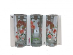 Set 6 Pahare de Sticla cu Model Orhidee Uniglass, 260 ml, Pahare Cu Model, Set de Pahare Transparente, Pahare din Sticla Cu Model, Pahare din Sticla T foto