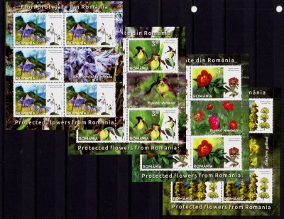 ✅RO 2020 ,LP 2296 &amp;quot; Flori protejate din Romania&amp;quot;, minicoli 5 marci+1vinieta ,MNH foto