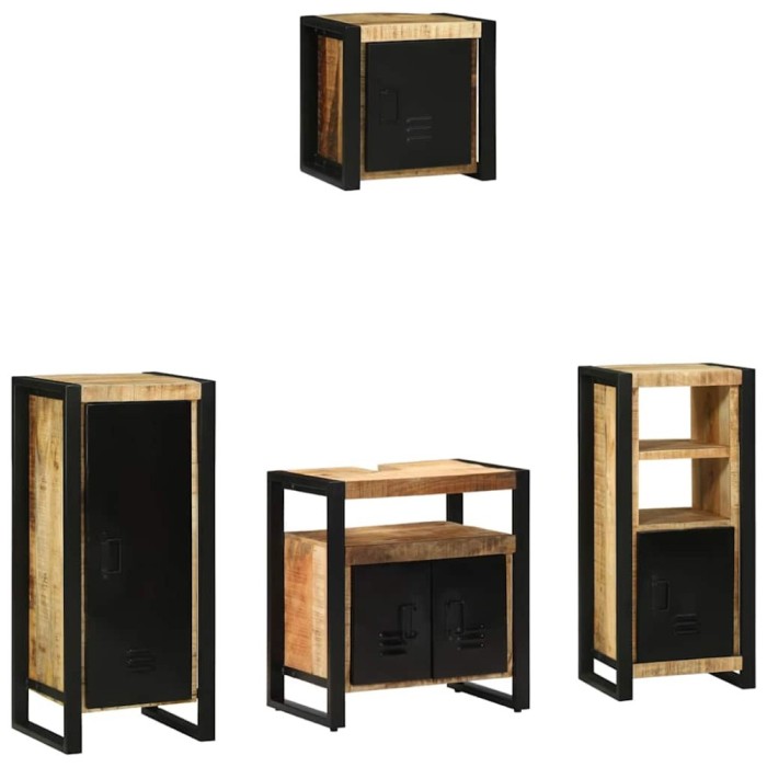 vidaXL Set de mobilier pentru baie 4 pcs Maro Lemn de mango solid 3305656