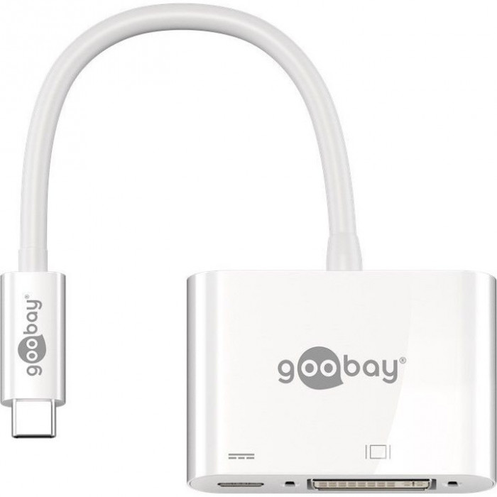 Adaptor multiport USB-C la USB-C, DVI alb, Goobay