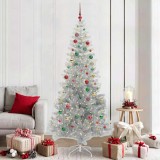 VidaXL Brad de Crăciun cu 300 LED cu suport Argintiu 210 cm PET 3396691