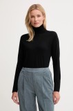 United Colors of Benetton pulover de l&acirc;nă culoarea negru, light, cu guler, 11AHD203Y