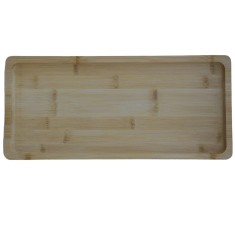 Platou Pufo din lemn de bambus pentru servire alimente, aperitive, dulciuri, pizza, 37 x 17 cm, maro