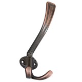 Cuier mobila cu 3 agatatoare, zamac, cuprat antic, pentru baie, dormitor, hol, prindere pe mobila / perete, 494.72.28
