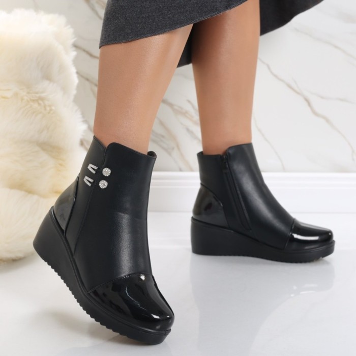 Ghete Dama Imblanite Negre din Piele Ecologica Davera, 36