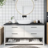 vidaXL Blat de baie, maro &icirc;nchis, 160x60x(2-4) cm, lemn masiv tratat