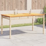 VidaXL Masă de grădină, bej, 140x80x75 cm, poliratan și lemn acacia