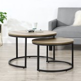 Set 2 buc masute cafea masuri diferite Titanic culoarea lemnului negru [en.casa] HausGarden Leisure, [en.casa]