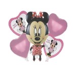 Cumpara ieftin Buchet 5 baloane folie Minnie Mouse pentru aniversare, 45 cm, Kidmania