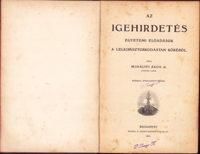 HST C6698N Az igehirdet&amp;eacute;s 1921 Mih&amp;aacute;lyfi &amp;Aacute;kos foto
