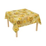 Rola fata de masa decorativa PVC Breckner Germany, model Floarea soarelui, 1.37x20 m, grosime 0.18 mm, material textil 45 g/mp