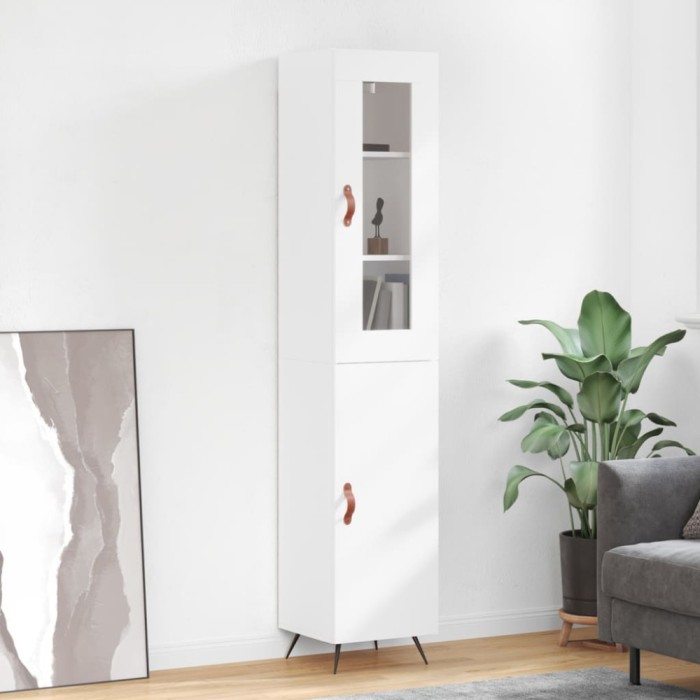 Gossi dulap inalt, alb, 34,5x34x180 cm, lemn prelucrat