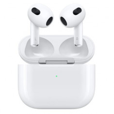 Casti True Wireless Apple AirPods (3rd generation), IPX4, Microfon, Lightning charging case (Alb)