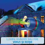 Proiector Laser Rotativ Exterior - Iluminare Craciun, Rezistent la Apa, Rosu si Verde, Acoperire 60m2, Economie Energie