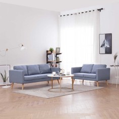 Set canapele cu 2 locuri și 3 locuri, textil, gri deschis
