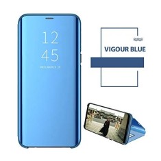 Husa Tip Carte Huawei Y6P Albastru Blue Clear View Oglinda