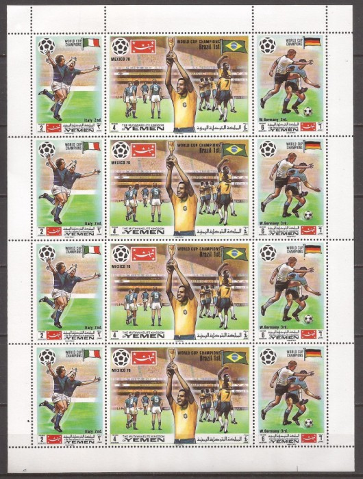 YEMEN 1970 SPORT C.M. DE FOTBAL ( bloc dantelat ) MNH