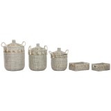 Cumpara ieftin Set de Coșuri Home ESPRIT Alb Natural Iarbă de mare (5 Piese)