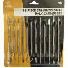 Set de ebosoare pentru modelaj-sculptura inox 12 piese/24 capete diferite 15 cm