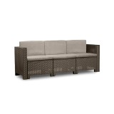 Canapea Gradina Leziter City 3 Locuri Plastic Efect Ratan Grafit Rezistent Intemperii UV Cu Perne