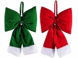 Set 2 Fundite Craciun catifea rosie verde blanita alba cm 18 x 6 x 28 H