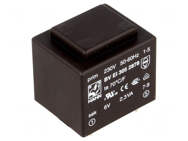 Transformator &icirc;ncapsulat 2,3VA 230VAC 6V 383mA PCB