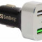 Incarcator auto Sandberg 441-10, 1xQC 3.0 + 1xUSB 2.4A, aluminiu