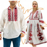 Set Cuplu Traditional 419 Camasa Traditionala si Rochie Traditionala