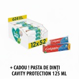 Servetele umede Pampers Sensitive, 12 pachete x 52, 624 buc + CADOU 1 PASTA DE DINTI CAVITY PROTECTION COLGATE 125ml