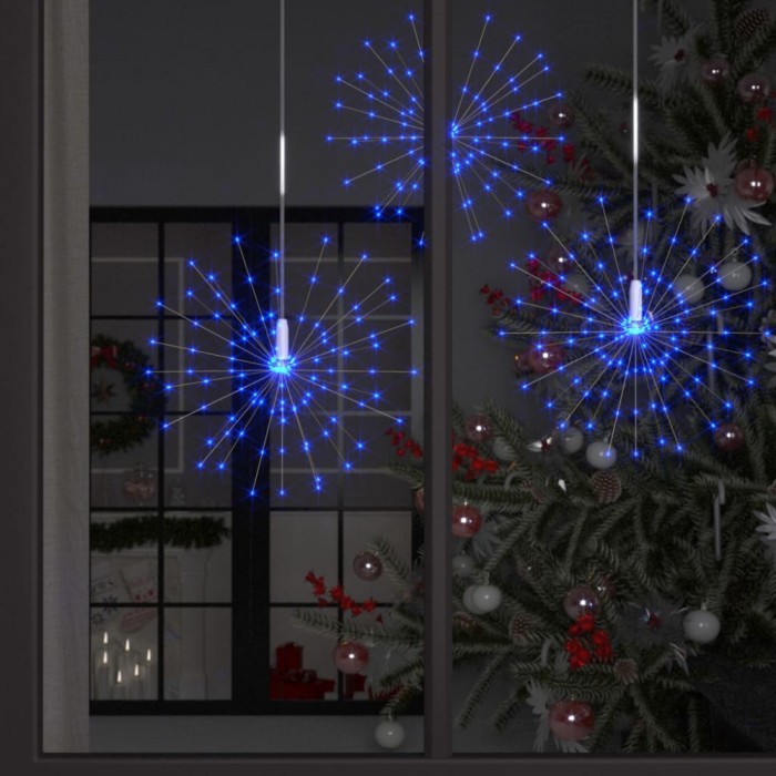 vidaXL Lămpi cu artificii de Crăciun, 2 buc., 280 LED, albastru, 20 cm 328605