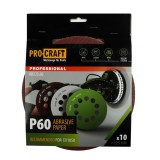 Disc abraziv pentru slefuitor cu excentric KD225.60 PROCRAFT (Set 10 buc)Diametru: 225 mm Granulatie: P60 Innovative ReliableTools