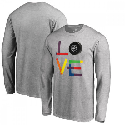 NHL produse tricou de bărbați cu m&amp;acirc;necă lungă grey NHL logo Hockey Is For Everyone Love Square - M foto